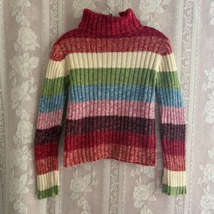 Next Era Women's Multi Color Stripped Turtleneck Sweater
